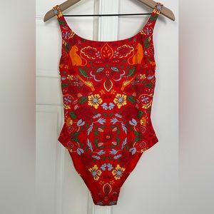 Tory Vurch Red Cat One Piece Swimsuit size M